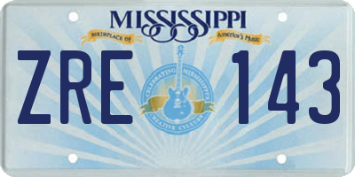 MS license plate ZRE143