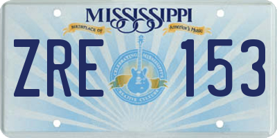MS license plate ZRE153