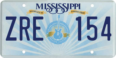 MS license plate ZRE154