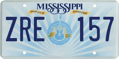 MS license plate ZRE157