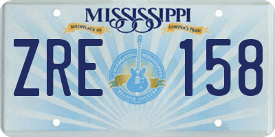 MS license plate ZRE158