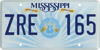 MS license plate ZRE165