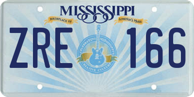 MS license plate ZRE166
