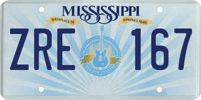 MS license plate ZRE167