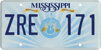MS license plate ZRE171