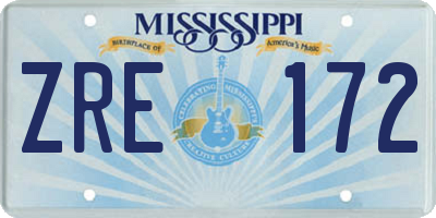 MS license plate ZRE172