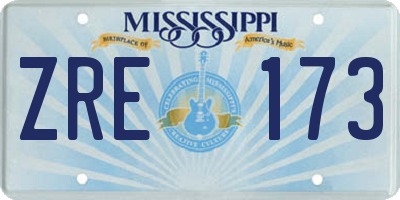 MS license plate ZRE173