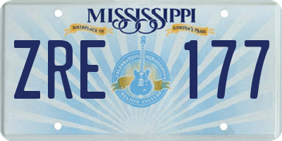 MS license plate ZRE177