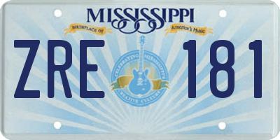 MS license plate ZRE181