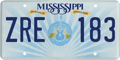 MS license plate ZRE183