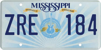 MS license plate ZRE184