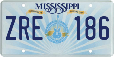 MS license plate ZRE186