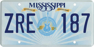 MS license plate ZRE187