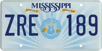 MS license plate ZRE189
