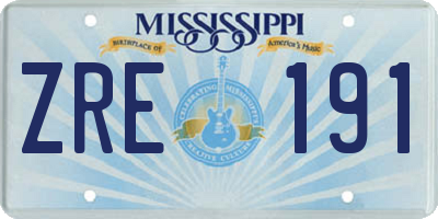 MS license plate ZRE191