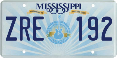 MS license plate ZRE192