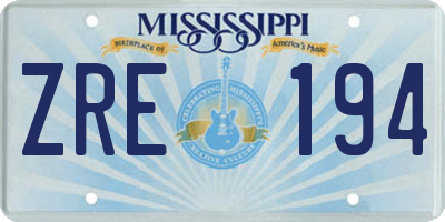 MS license plate ZRE194