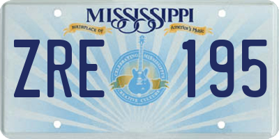 MS license plate ZRE195