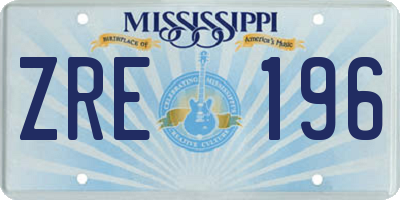 MS license plate ZRE196
