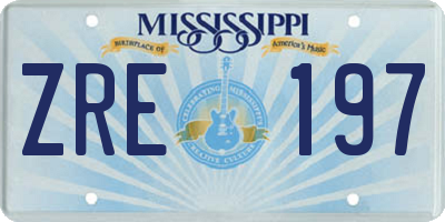 MS license plate ZRE197
