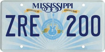 MS license plate ZRE200