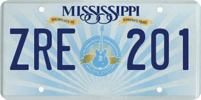 MS license plate ZRE201