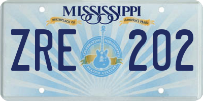 MS license plate ZRE202