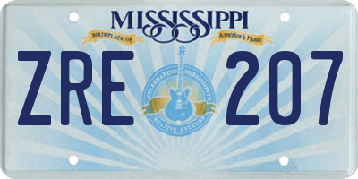 MS license plate ZRE207