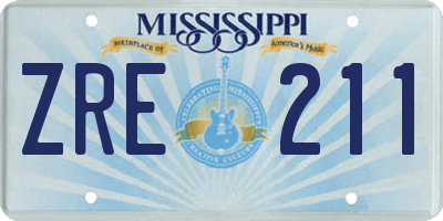 MS license plate ZRE211