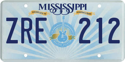MS license plate ZRE212