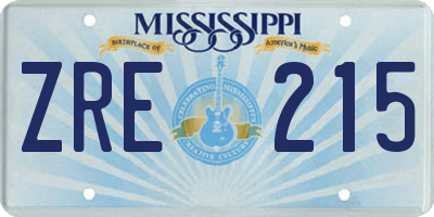MS license plate ZRE215