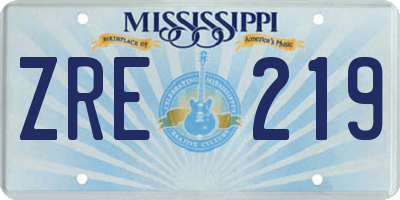 MS license plate ZRE219