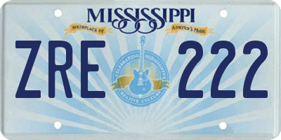 MS license plate ZRE222