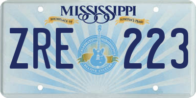 MS license plate ZRE223