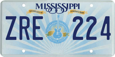 MS license plate ZRE224