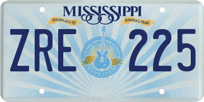 MS license plate ZRE225
