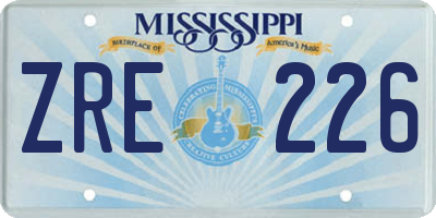 MS license plate ZRE226