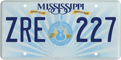 MS license plate ZRE227