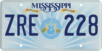 MS license plate ZRE228