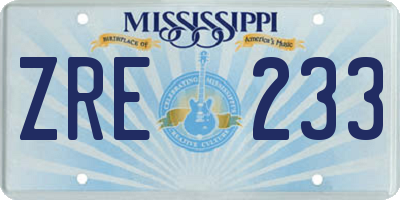 MS license plate ZRE233