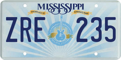 MS license plate ZRE235