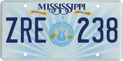 MS license plate ZRE238