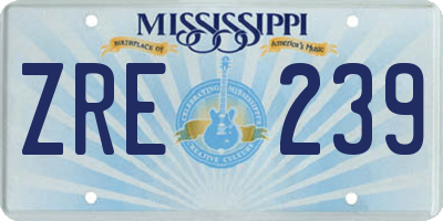 MS license plate ZRE239