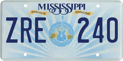 MS license plate ZRE240