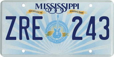 MS license plate ZRE243