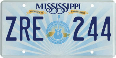 MS license plate ZRE244