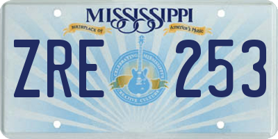 MS license plate ZRE253