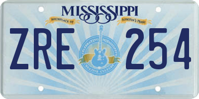 MS license plate ZRE254