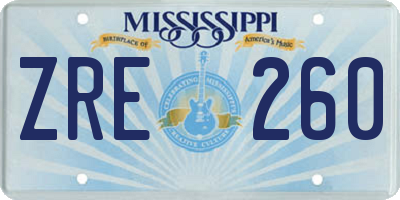 MS license plate ZRE260