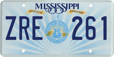 MS license plate ZRE261